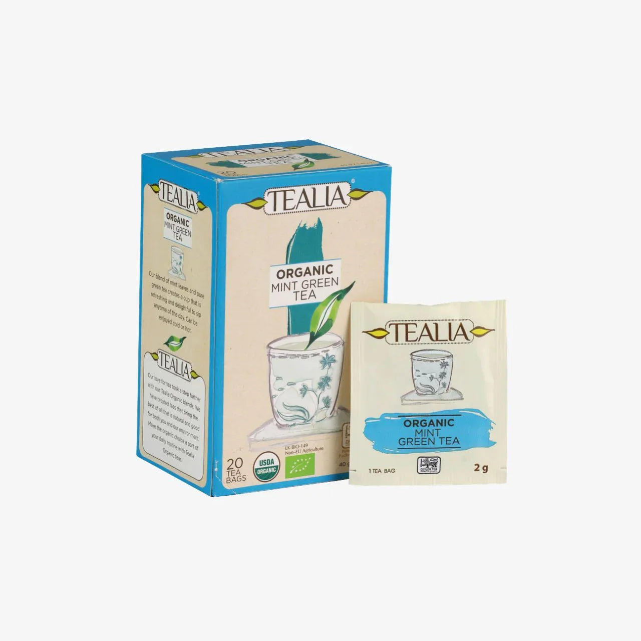 Organic Green Tea with Mint (20 Envelope Tea Bags)